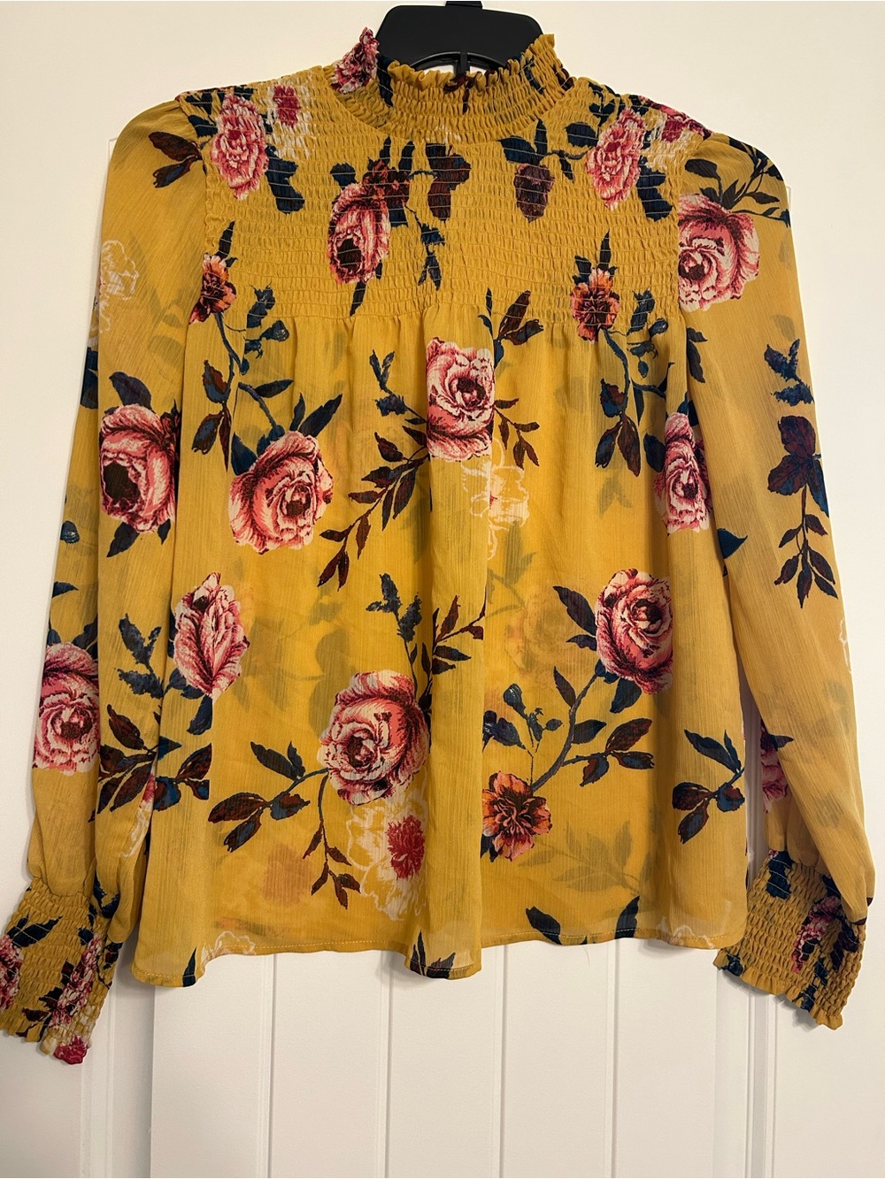 Floral Smocked Neck Blouse
